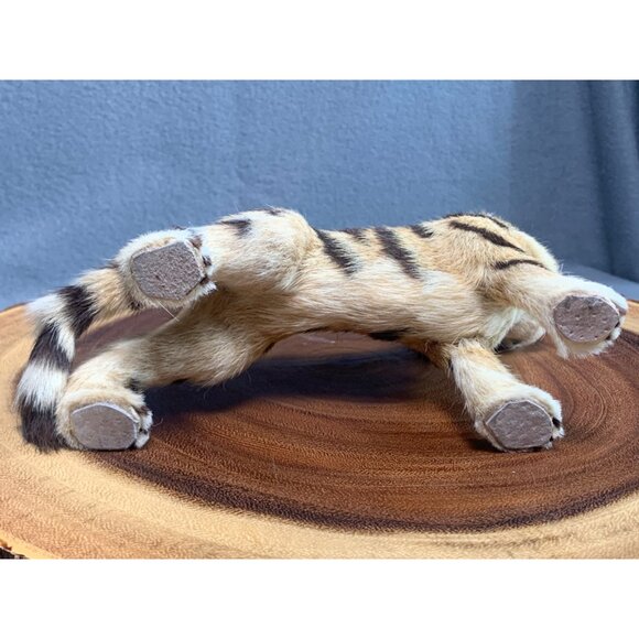 Realistic Tiger Figurine - Faux Fur & Handcrafted - 8" Lifelike Wild Cat Decor - Picture 6 of 9